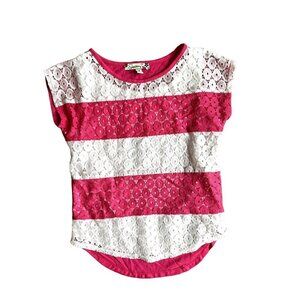 Speechless Girls Pink & White Mesh Lace Top M